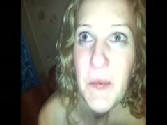 After a blowjob, a blonde adolescent eats her boyfriend's feces.